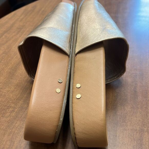 Women's Pelican Leather Platform Sandal Gold Soze 10 - Picture 5 of 8